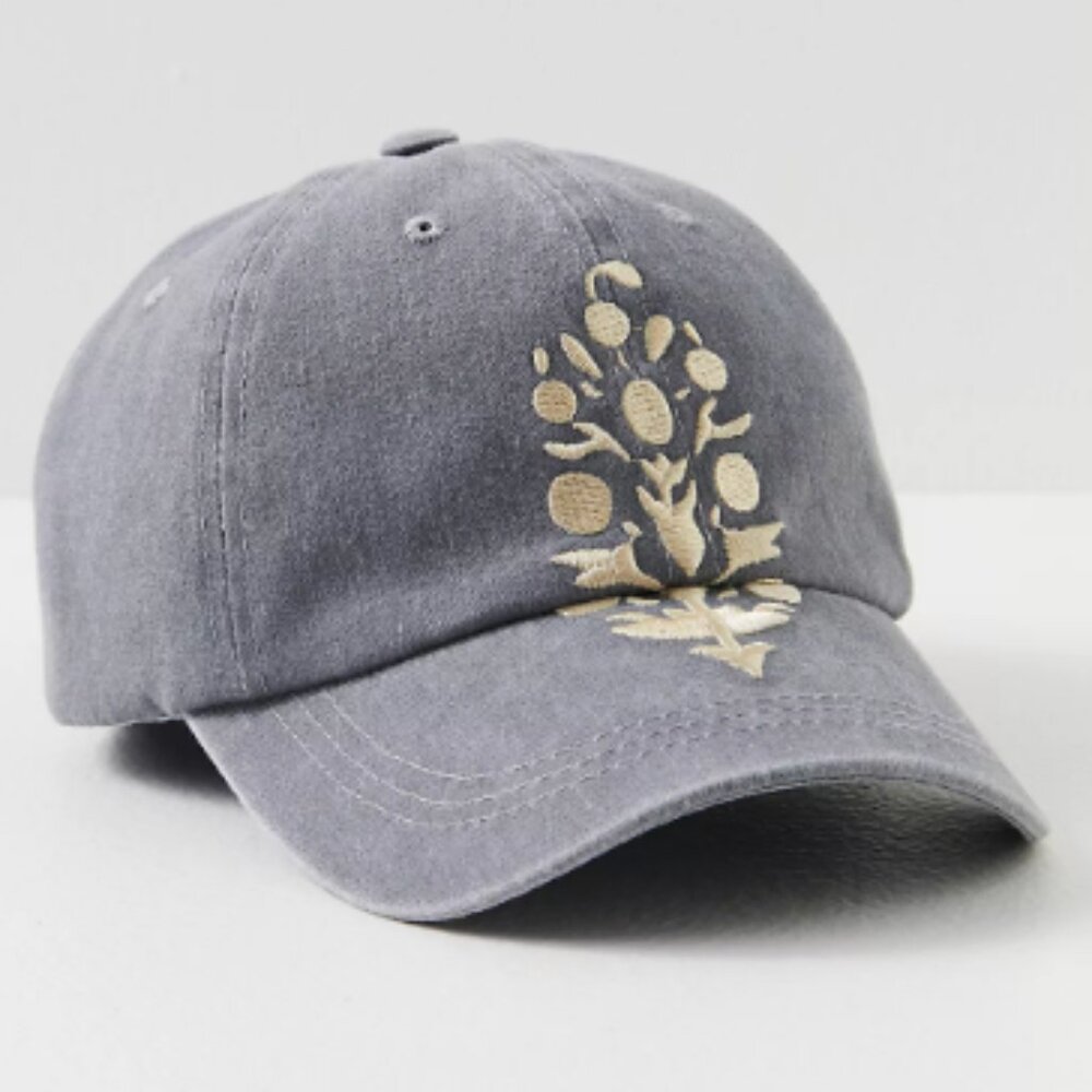 Gray Embroidered Cap